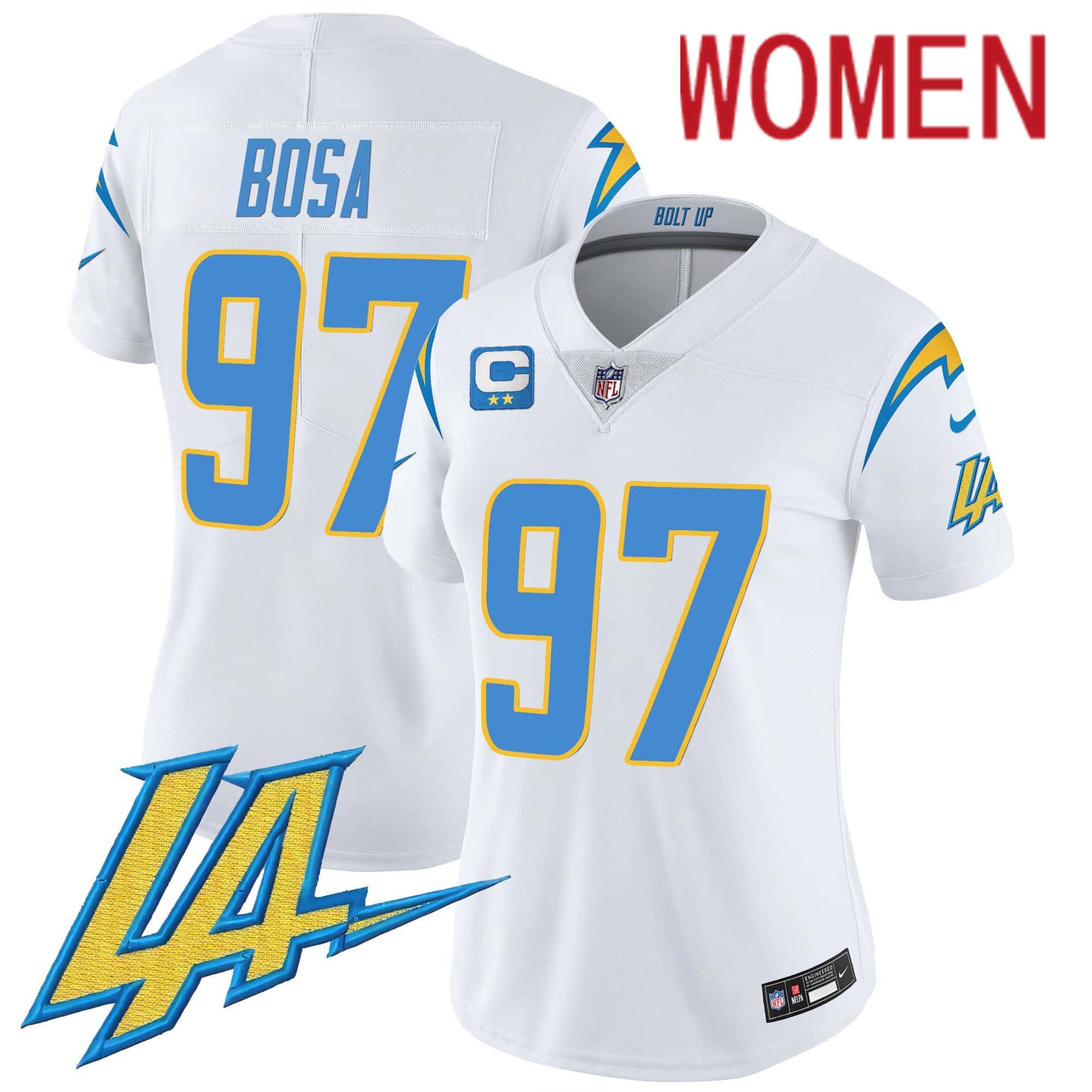 Women Los Angeles Chargers #97 Bosa White 2024 Nike Vapor Limited NFL Jersey->customized nfl jersey->Custom Jersey